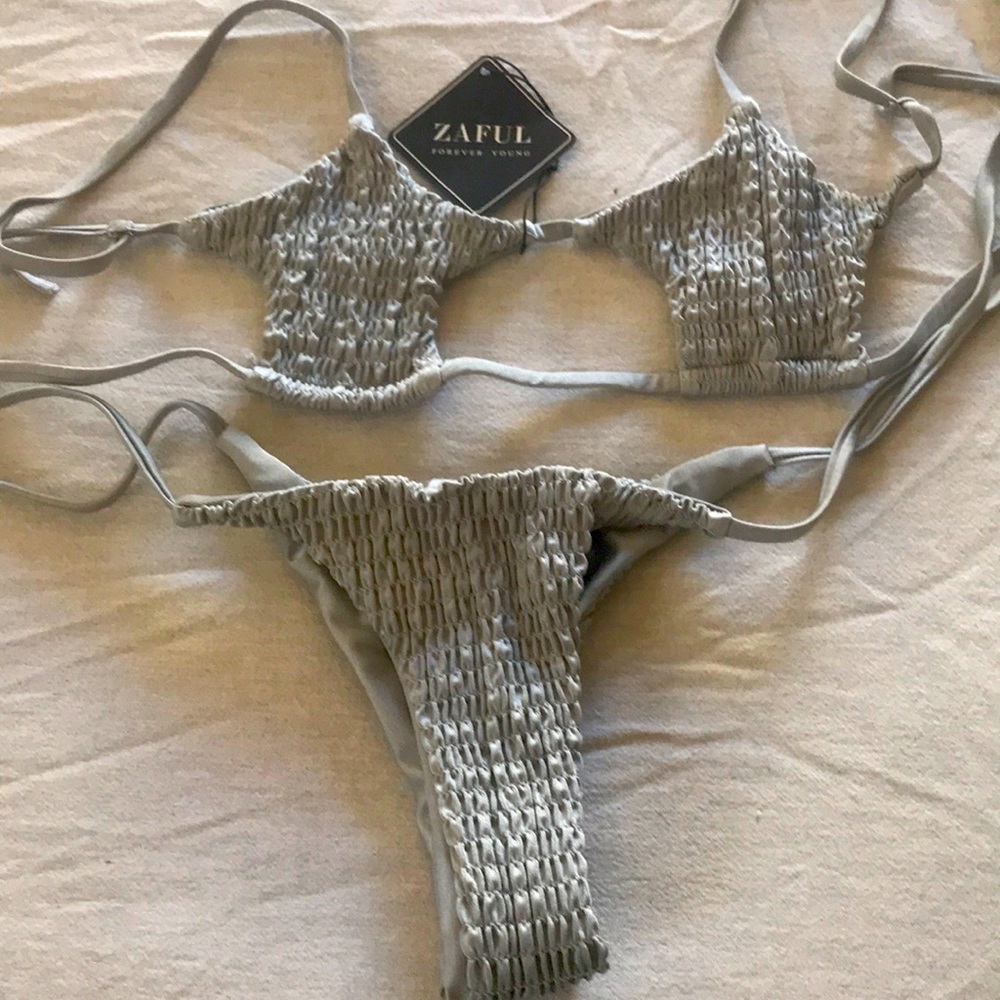 NWT ZAFUL silver strong bikini